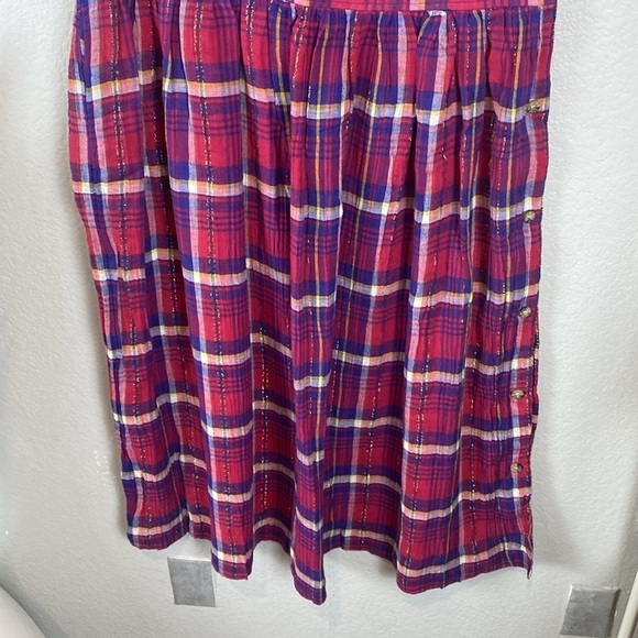 Vintage plaid button side maxi - Picture 4 of 7